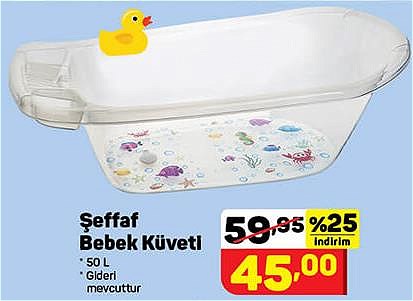 Şeffaf Bebek Küveti 50 L image