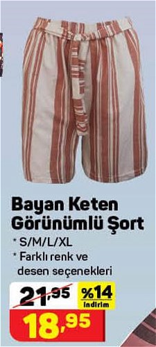 Bayan Keten Görünümlü Şort image