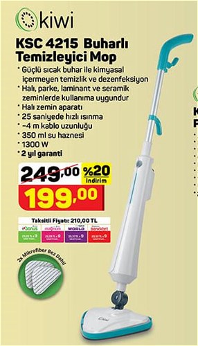 Kiwi KSC 4215 Buharlı Temizleyici Mop image