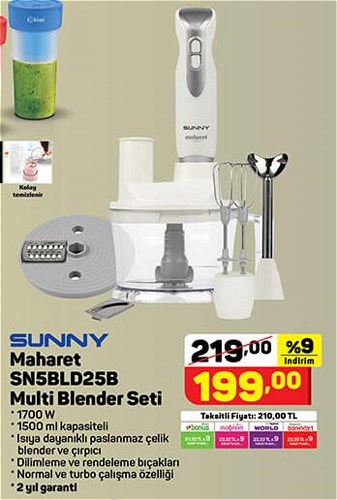 Sunny Maharet SN5BLD25B Multi Blender Seti image