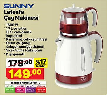 Sunny Lateafe Çay Makinesi 1600 W image