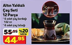 Altın Yaldızlı Çay Seti 12 Parça image