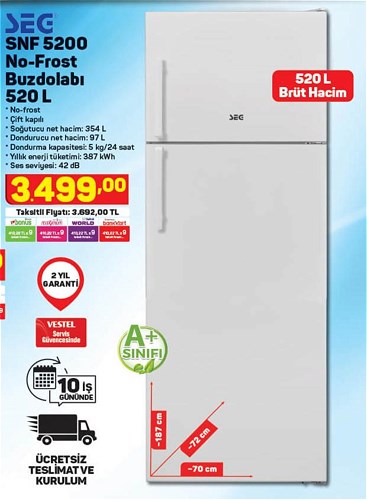 Seg SNF 5200 No-Frost Buzdolabı 520 l image