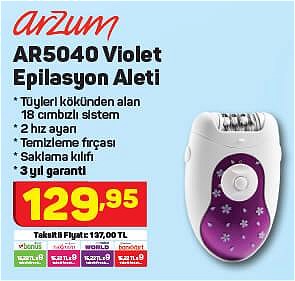 Arzum AR5040 Violet Epilasyon Aleti image