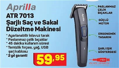 Aprilla ATR 7013 Şarjlı Saç ve Sakal Düzeltme Makinesi image