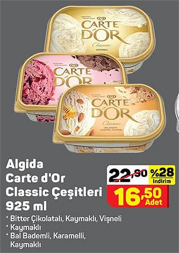 Algida Carte d'Or Classic Çeşitleri 925 ml image