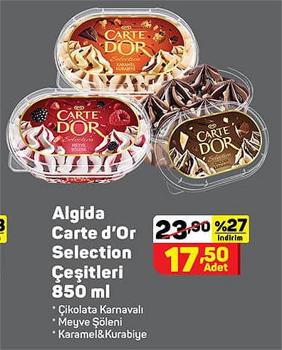 Algida Carte d'Or Selection Çeşitleri 850 ml image