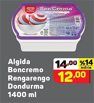 Algida Boncremo Rengarengo Dondurma 1400 ml image