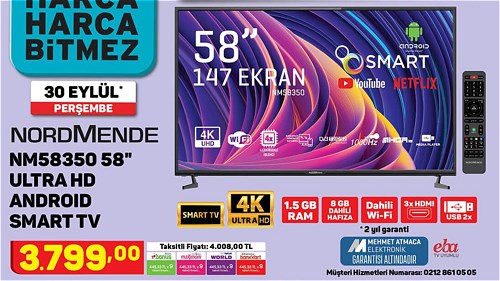 Nordmende NM58350 58" Ultra HD Android Smart Tv | İndirimde Market