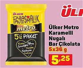 Ülker Metro Karamelli Nugalı Bar Çikolata 5x36 g image