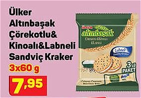 Ülker Altınbaşak Çörekotlu&Kinoalı&Labneli Sandviç Kraker 3x60 g image