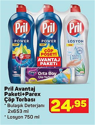 Pril Avantaj Paketi 2x653 ml Losyon 750 ml+Parex Çöp Torbası  image