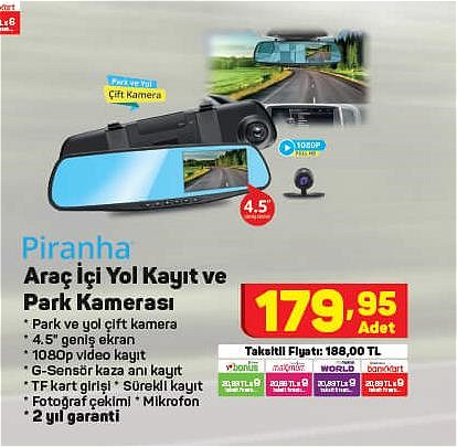 Piranha Araç İçi Yol Kayıt ve Park Kamerası image