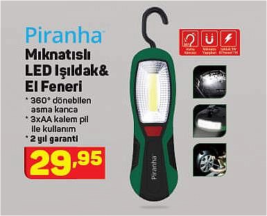 Piranha Mıknatıslı Led Işıldak&El Feneri image