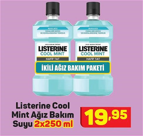 Listerine Cool Mint Ağız Bakım Suyu 2x260 ml image