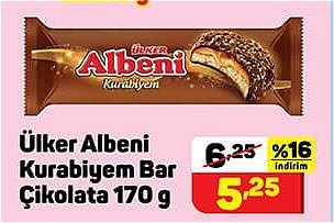 A101 Ülker Albeni Kurabiyem Bar Çikolata 170 g