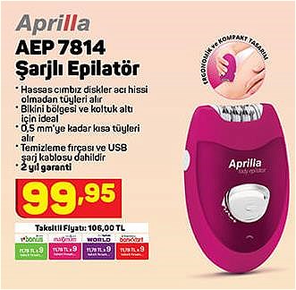 Aprilla AEP 7814 Şarjlı Epilatör image