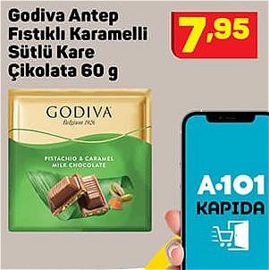 Godiva Antep Fıstıklı Karamelli Sütlü Kare Çikolata 60 g image