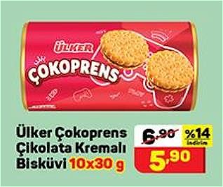 Ülker Çokoprens Çikolata Kremalı Bisküvi 10x30 g image