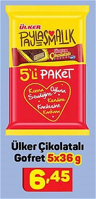 Ülker Çikolatalı Gofret 5x36 g image