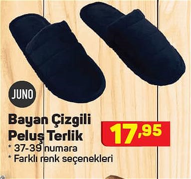 Juno Bayan Çizgili Peluş Terlik image