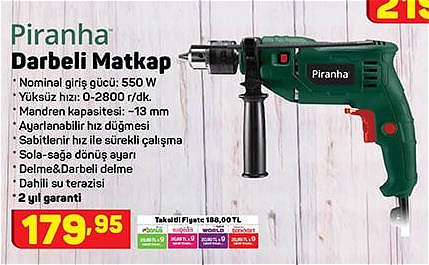 Piranha Darbeli Matkap 750 W image