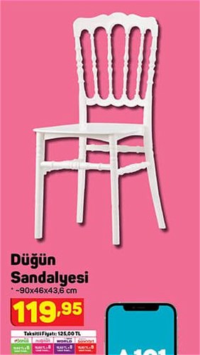 Düğün Sandalyesi 90x46x43,6 cm image