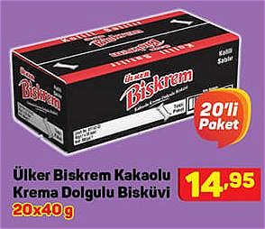 Ülker Biskrem Kakaolu Krema Dolgulu Bisküvi 20x40 g image