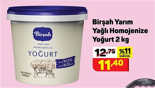 Birşah Yarım Yağlı Homojenize Yoğurt 2 kg image