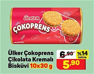 Ülker Çokoprens Çikolata Kremalı Bisküvi 10x30 g image