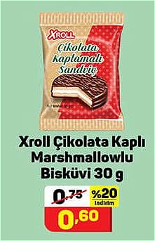Xroll Çikolata Kaplı Marshmallowlu Bisküvi 30 g image