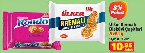 Ülker Kremalı Bisküvi Çeşitleri 8x61 g image