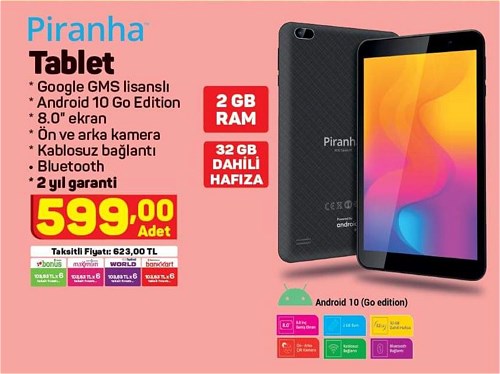 Piranha Tablet 32 GB Dahili Hafıza image