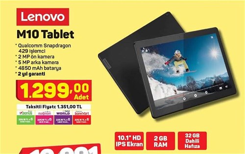 Lenovo M10 Tablet 32 GB Dahili Hafıza image