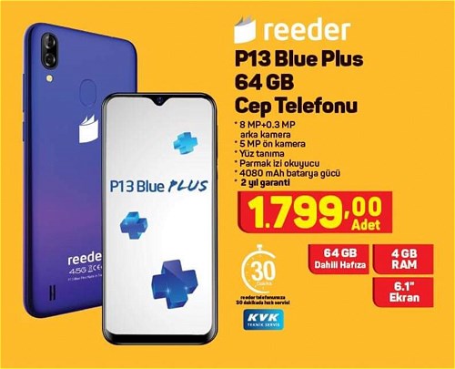 Reeder P13 Blue Plus 64 GB Cep Telefonu image