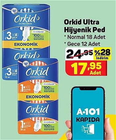 Orkid Ultra Hijyenik Ped Normal 18 Adet / Gece 12 Adet image