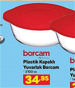 Paşabahçe Borcam Plastik Kapaklı Yuvarlak Borcam 2100 cc image