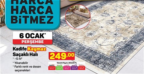 Kadife Kaymaz Saçaklı Halı 5 m² image