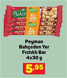 Peyman Bahçeden Yer Fıstıklı Bar 4x30 g image