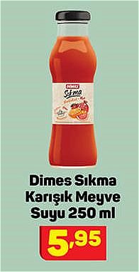 Dimes Sıkma Karışık Meyve Suyu 250 ml image