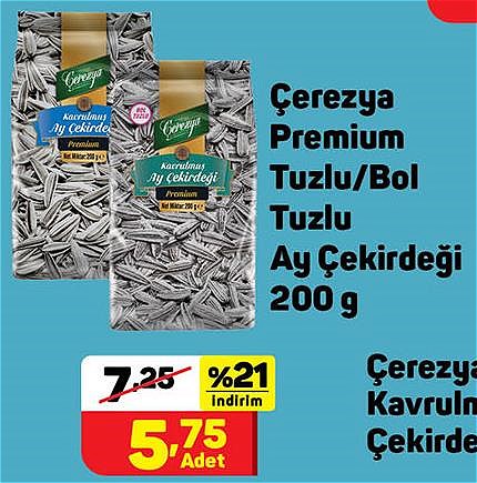 Çerezya Premium Tuzlu/Bol Tuzlu Ay Çekirdeği 200 g image