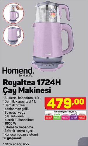 Homend Royaltea 1724H Çay Makinesi image