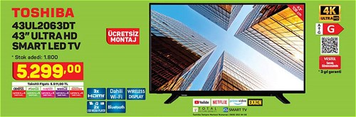 Toshiba 43UL2063DT 43 inç Ultra HD Smart Led Tv image