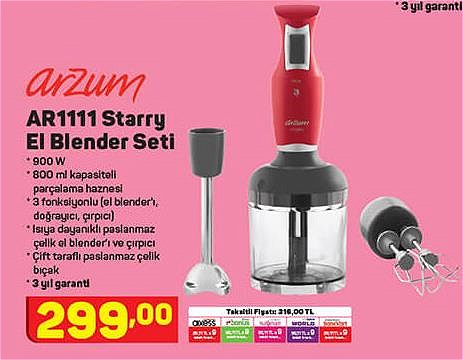 Arzum AR1111 Starry El Blender Seti 900 W image