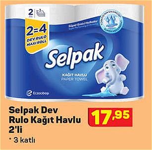 Selpak Dev Rulo Kağıt Havlu 2'li 3 Katlı image