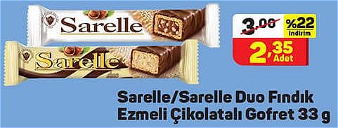 Sarelle/Duo Fındık Ezmeli Çikolatalı Gofret 33 g image