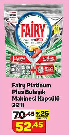 Fairy Platinum Plus Bulaşık Makinesi Kapsülü 22'li image