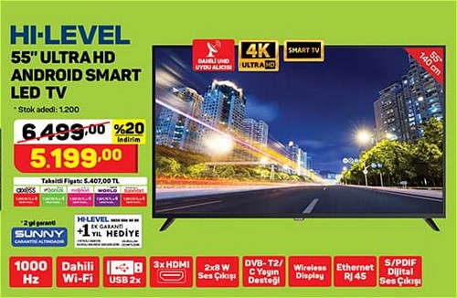 Hi-Level 55" Ultra HD Android Smart Led Tv image