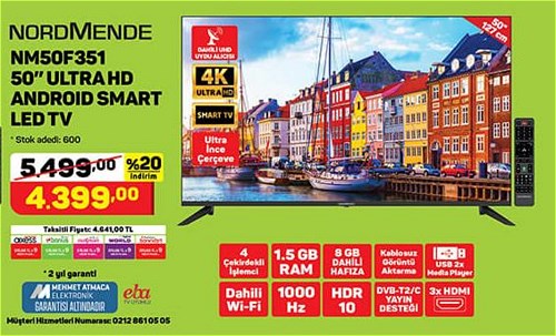 Nordmende NM50F351 50" Ultra HD Android Smart Led Tv image