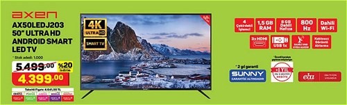 Axen AX50LEDJ203 50" Ultra HD Android SMart Led Tv image